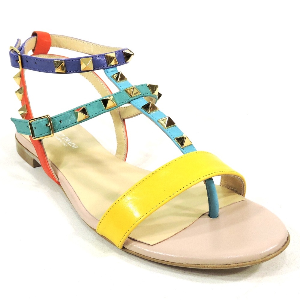 🇮🇹 LUIGI TRAINI 🇮🇹 LEATHER FLATS SANDALS